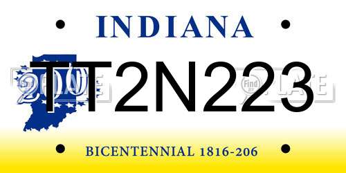 TT2N223 Indiana License Plate