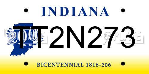 TT2N273 Indiana License Plate