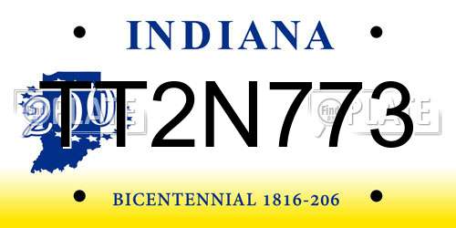 TT2N773 Indiana License Plate