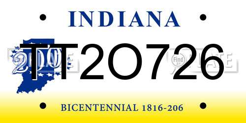 TT2O726 Indiana License Plate