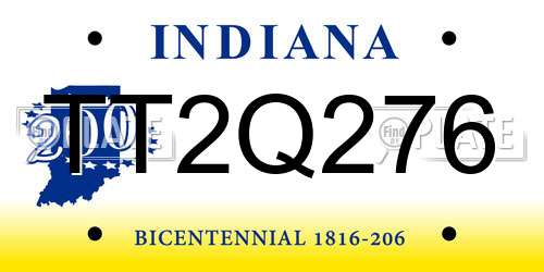 TT2Q276 Indiana License Plate