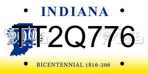 TT2Q776 Indiana License Plate