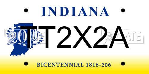 TT2X2A Indiana License Plate