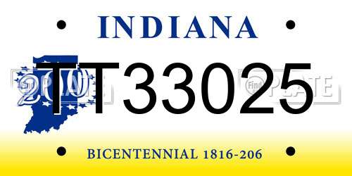 TT33025 Indiana License Plate