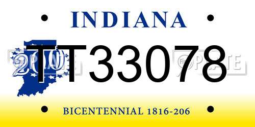 TT33078 Indiana License Plate