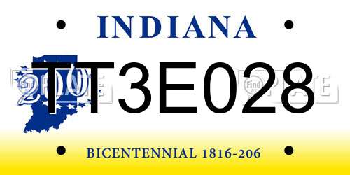 TT3E028 Indiana License Plate