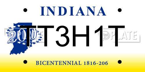 TT3H1T Indiana License Plate