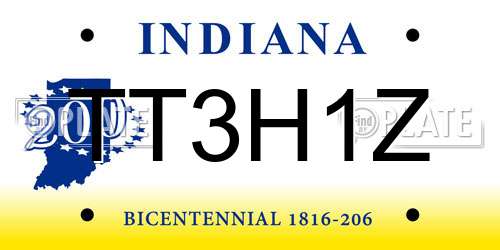 TT3H1Z Indiana License Plate