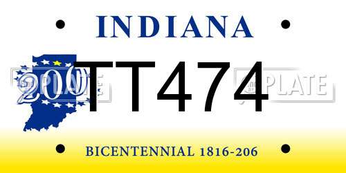 TT474 Indiana License Plate