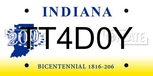 TT4D0Y Indiana License Plate
