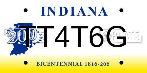 TT4T6G Indiana License Plate