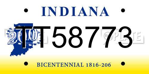 TT58773 Indiana License Plate