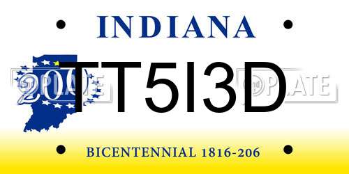 TT5I3D Indiana License Plate
