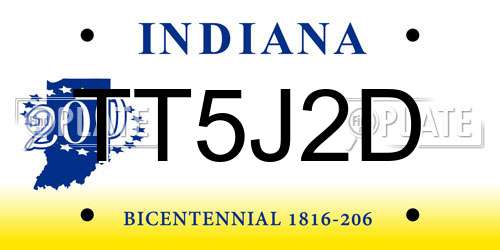 TT5J2D Indiana License Plate