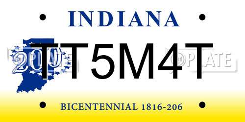TT5M4T Indiana License Plate