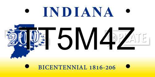 TT5M4Z Indiana License Plate