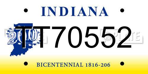TT70552 Indiana License Plate