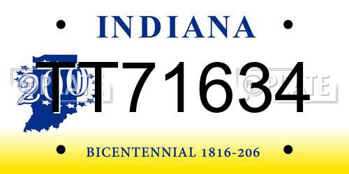 TT71634 Indiana License Plate