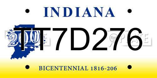 TT7D276 Indiana License Plate