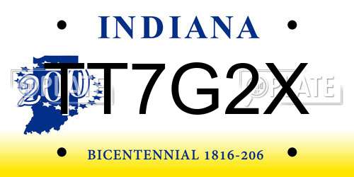 TT7G2X Indiana License Plate