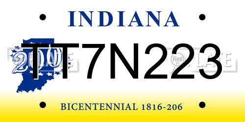 TT7N223 Indiana License Plate