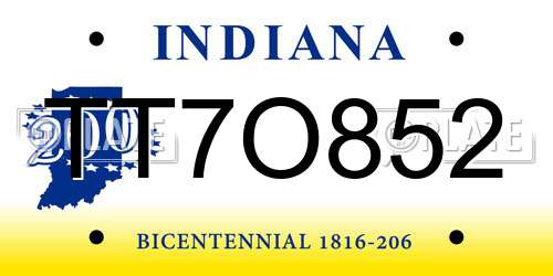 TT7O852 Indiana License Plate