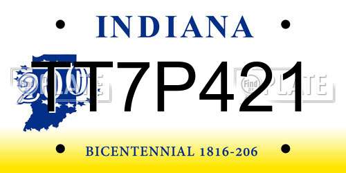 TT7P421 Indiana License Plate