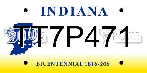 TT7P471 Indiana License Plate