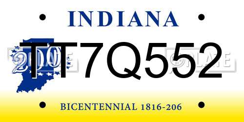 TT7Q552 Indiana License Plate