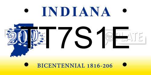 TT7S1E Indiana License Plate