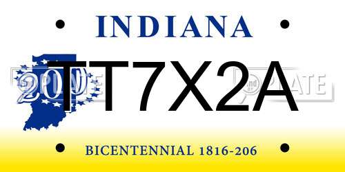 TT7X2A Indiana License Plate