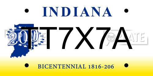 TT7X7A Indiana License Plate