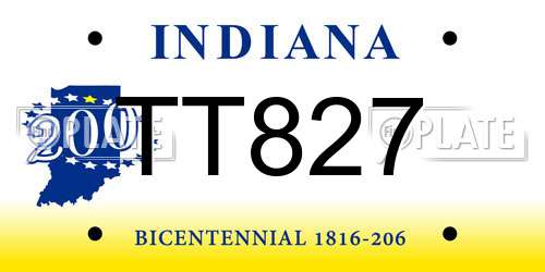 TT827 Indiana License Plate