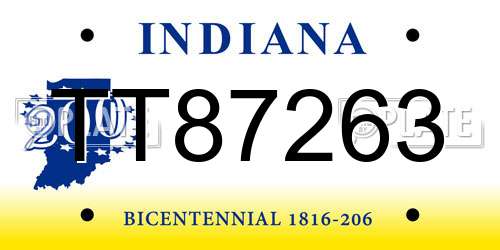 TT87263 Indiana License Plate