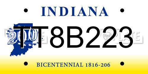 TT8B223 Indiana License Plate