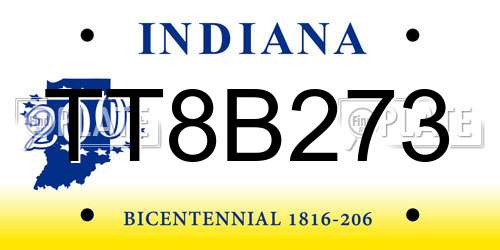 TT8B273 Indiana License Plate