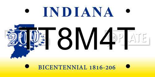 TT8M4T Indiana License Plate