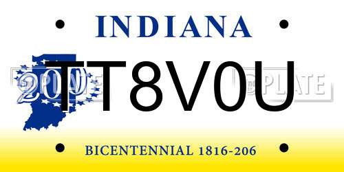 TT8V0U Indiana License Plate