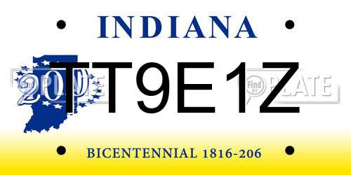 TT9E1Z Indiana License Plate
