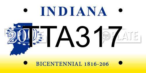 TTA317 Indiana License Plate