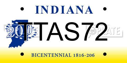 TTAS72 Indiana License Plate