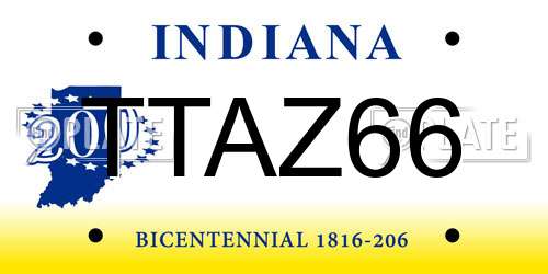 TTAZ66 Indiana License Plate