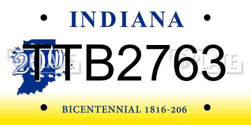 TTB2763 Indiana License Plate