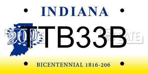 TTB33B Indiana License Plate