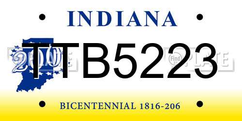 TTB5223 Indiana License Plate
