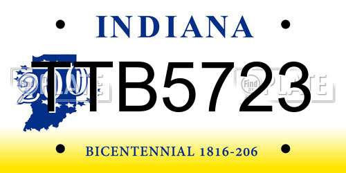TTB5723 Indiana License Plate