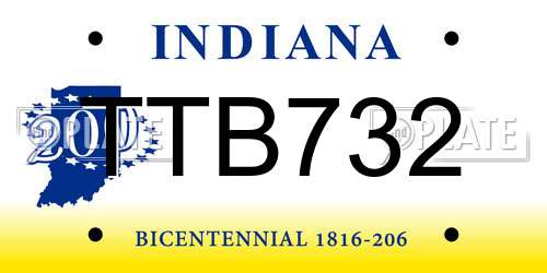 TTB732 Indiana License Plate