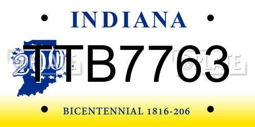 TTB7763 Indiana License Plate