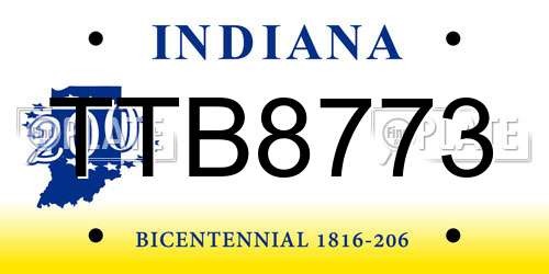 TTB8773 Indiana License Plate