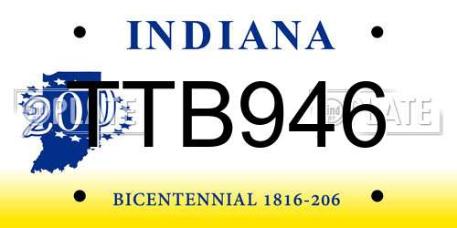 TTB946 Indiana License Plate